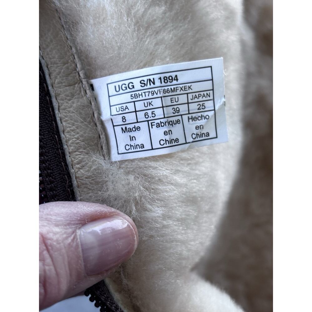 UGG Plumdale Tassel Tall Genuine Sheepskin Boots Sz 8 Zip Espresso Suede 1894 - Picture 10 of 16